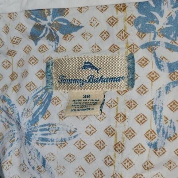 Tommy Bahama Embroidered Logo High Rise Green-Khaki Sz 38 Shorts w Pockets - Picture 10 of 15